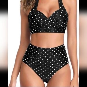 Two Piece Polka Dot High-Waisted Bikini Set